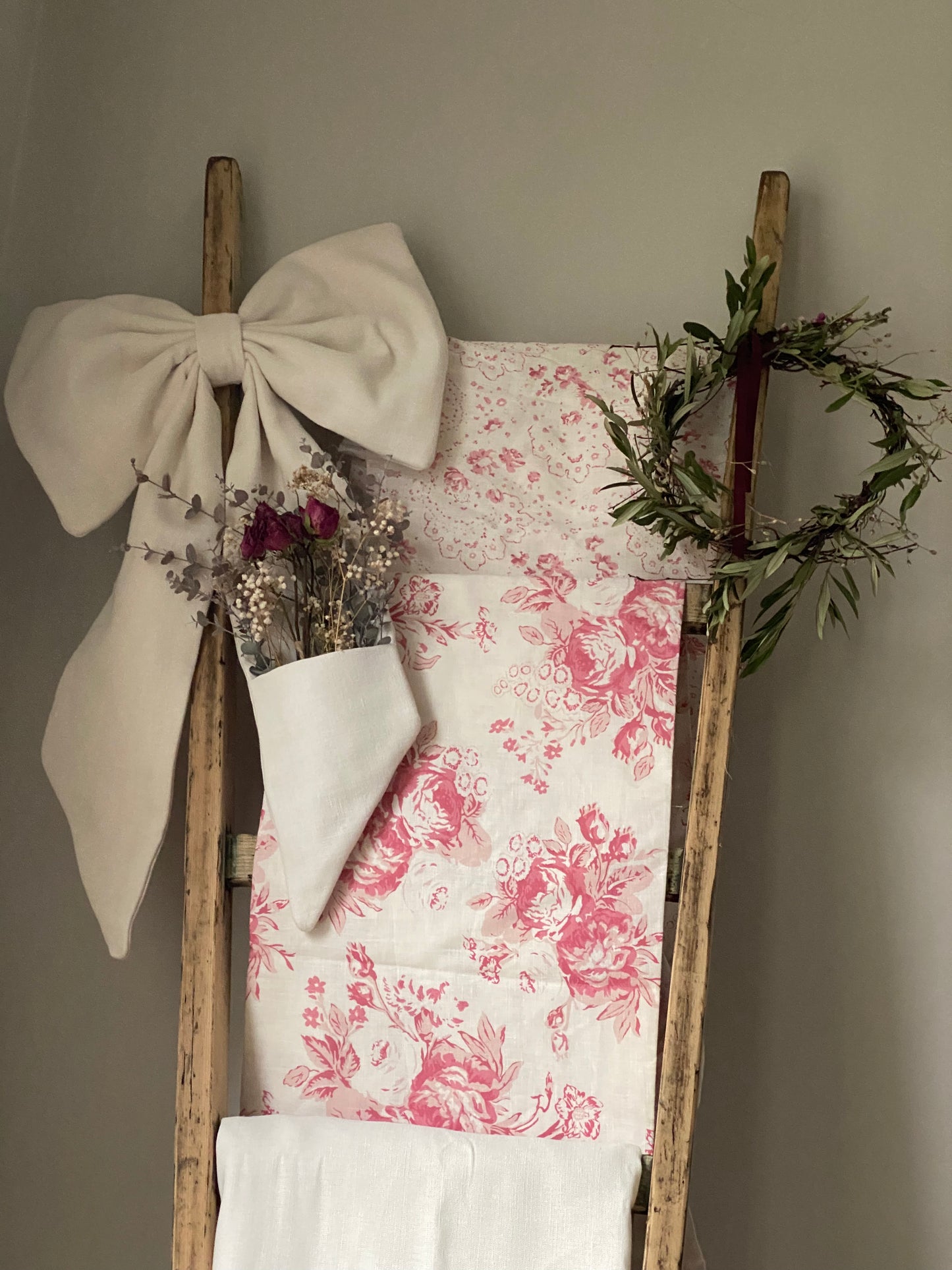 A Giant White Linen Wedding Bow