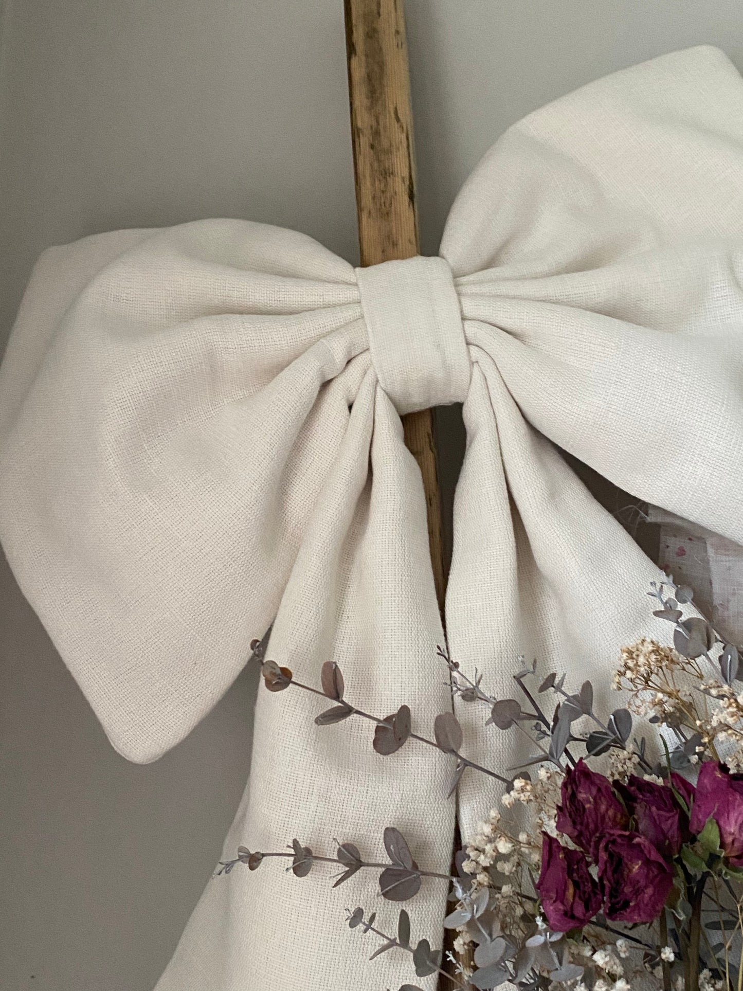 A Giant White Linen Wedding Bow